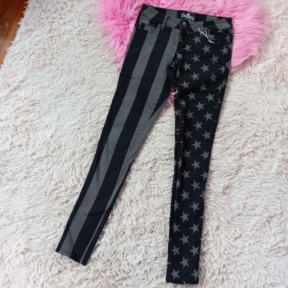 Tripp NYC Y2k split-personality star&striped grey&black Skinny jeans-  SOLD - Picture 10 of 12